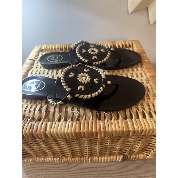 Jack Rogers Georgica Jelly Sandals Black/Gold Size 10 - Picture 3 of 8